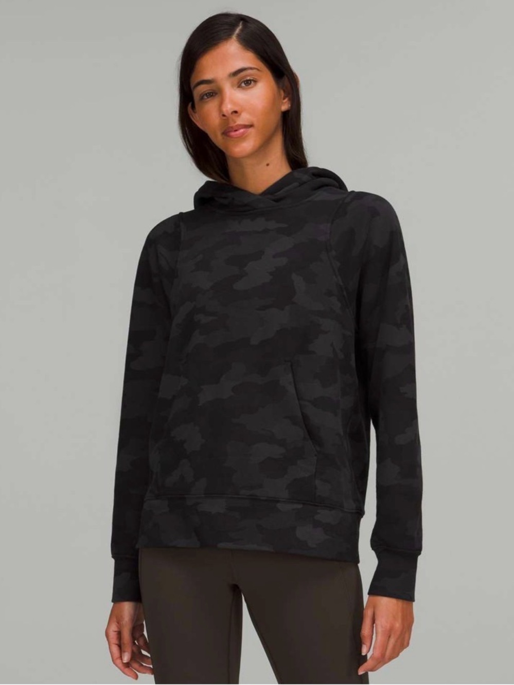 Lululemon Athletica Loungeful Hoodie Camo Deep Coal Size 12